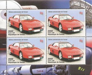 WD01/02/21-Guinea - 1998 Ferrari Automobile Anniversary - 4 Stamp Sheet -