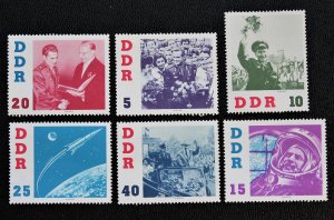 East Germany DDR #576-581 MNH 1961 Russian Cosmonaut Titov Visit Full Space Set