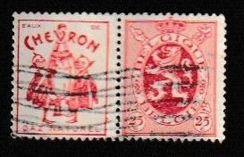 BELGIUM SCOTT#204 1929 25c LION W/ADVERTISING TAB - USED