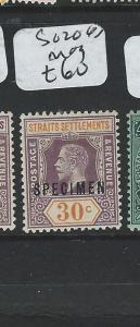 MALAYA STRAITS SETTLEMENTS (P1006B)  KGV 30C  SG206 S   SPECIMEN  MOG