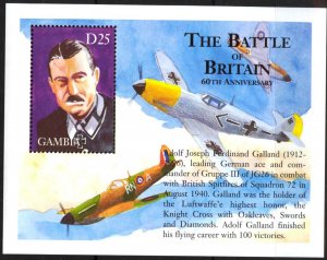 Gambia 2000 Aviation Airplanes Battle of Britain A. Galland S/S MNH