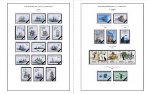 COLOR PRINTED AUSTRALIAN ANTARCTIC 1957-2020 STAMP ALBUM PAGES (44 illus. pages)