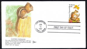 USA Sc# 2297 (Gill Craft) FDC (USPS CAPEX STATION) 1987 6.13 Eastern Chipmunk