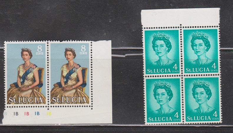 ST LUCIA Scott # 184, 187 MNH - Queen Elizabeth II Multiples