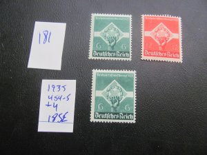 GERMANY 1935 MNH MI. 571-572+y WM VARIETY VF  $185 (181)