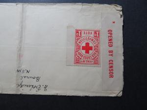 Australia 1944 Censor Cover to UK w/ Charity Stamp / Fold/Edge Creasing - Z10685