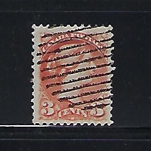 CANADA SCOTT #37 1870-89 SMALL QUEEN 3 CENT (ORANGE RED) USED