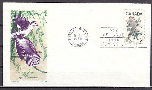 Canada, Scott cat. 478. Gray Jays, Bird issue. First day cover. ^