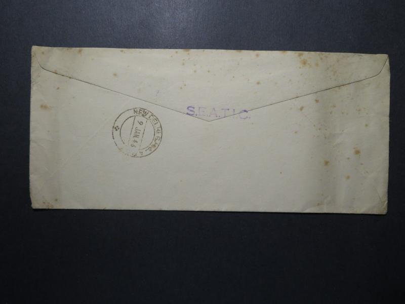 India 1946 Forces Cover to UK / S.E.A.T.I.C. Backstamp - Z12376