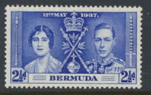 Bermuda  SG 109 SC# 117 MLH Coronation 1937 see details and scan