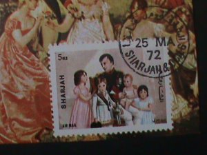 ​SHARJAH-1972- FAMILY OF NAPOLEON-CTO FANCY CANCEL -IMPERF S/S-VERY FINE.