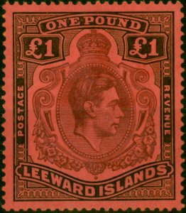 Leeward Islands 1945 £1 Brown-Purple & Black-Salmon SG114b V.F VLMM