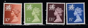 Great Britain - Wales # WMMH13, 17, 22, 25, Machins, Mint NH, 1/2 Cat.