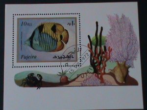 ​FUJEIRA-1972-LOVELY KISSING TROPICAL FISHS-CTO- S/S FANCY CANCEL-VERY FINE