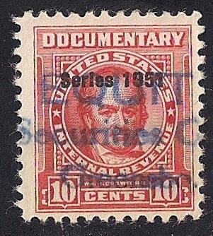 #R567 10 cents SUPER CANCEL (1951) Documentary Stamp used F-VF