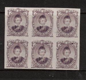 Newfoundland #32P Extra Fine Proof Block Of Six On India Paper In Dull Violet 