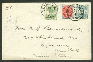 DWI 1902, Mixed Issue underfranked to US w/Postage Due