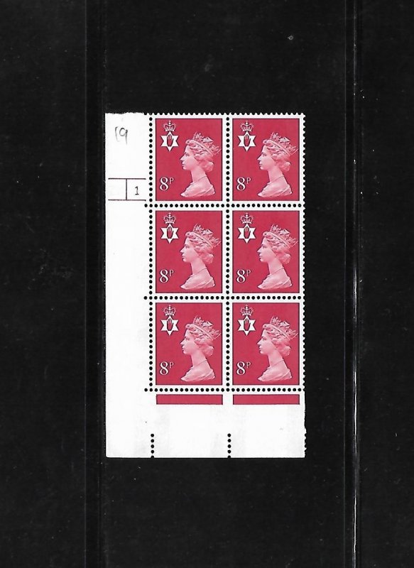 Great Britain Stamps: Northern Ireland: #NIMH10; 8p Machin LL # Blk/6 (1) MNH