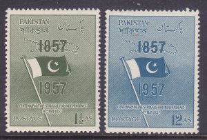 Pakistan 90-91 MNH 1957 Flag & Broken Chain - Indian Mutiny Set of 2