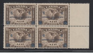 Canada Sc C4 MLH.  1932 6c Ottawa Conference, sheet margin block