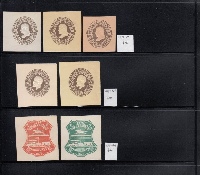 Scott #U111a/U223 Mint Cut Squares, Cat $232.00