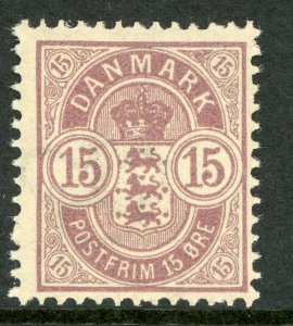 Denmark 1902 Coat of Arms 15¢ Lilac Perf 13 Scott #54 Mint B271