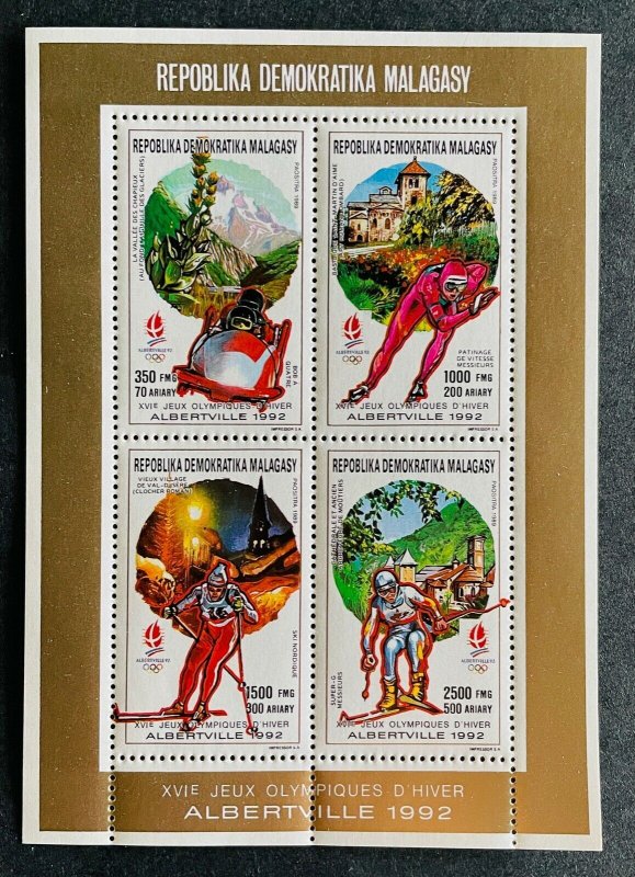 Mini Sheet Stamps O.G Albertville 92/ Madagascar 90 PERF.