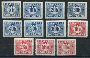 SLOVAKIA 3rd REICH WW2 GERMAN PUPPET STATE 1939 DUES SET J13-J23 PERFECT MNH