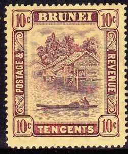 BRUNEI 1912 10c Purple/Yellow Die II SG42 MH