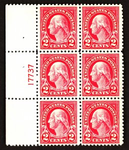 U.S. #554 MINT PL# Block OG NH 