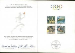 Germany  FDC Scott #B724 - #B727 Used in Olympic Brochure