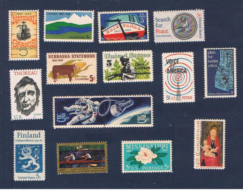  #1323-1337 MNH OG 1967 Commemoratives Complete Free S/H