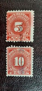 US Scott # R211-R212; 2 used Documentary stamps from 1914; VG/F centering.