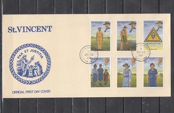 St. Vincent, Scott cat. 1280-1285. Boy & Girl Scouts issue. First day cover. ^