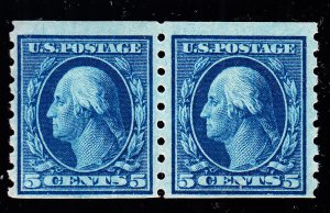 US 396 5c Washington Mint Pair F-VF OG NH SCV $375