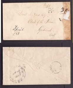 Canada-cover #2808b-Stampless-Huron cnty-Ethel,CW [very light]-7 April 1869 [man