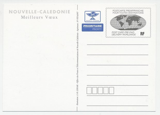 Postal stationery New Caledonie 1997 Dolphin - Best Wishes - Moon