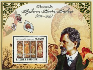 Paintings Alphonse Maria Mucha Stamp The Times of The Day Series S/S MNH #3702