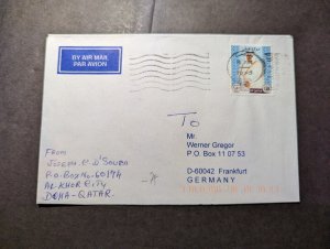 1998 State of Qatar Airmail Cover Doha to Frankfurt Germany