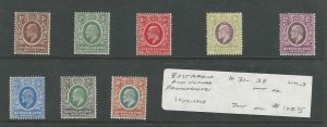 East Africa & Uganda, Postage Stamp, #31-38 Mint Hinged, 1907-08, JFZ