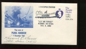 Raymond D. Barnes USS Solace Pearl Harbor Survivor Signed Cover LV6402