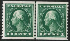 LP #443 MLH 1c Washington, green, perf. 10 vert. (6325a)