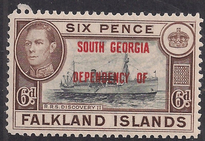 Falkland Islands Ovpt South Georgia 1944 KGV1 6d Umm SG B6 ( D892 )