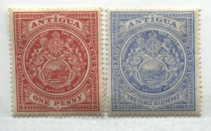 Antigua 1908 1d and 2 1/2d mint o.g. hinged