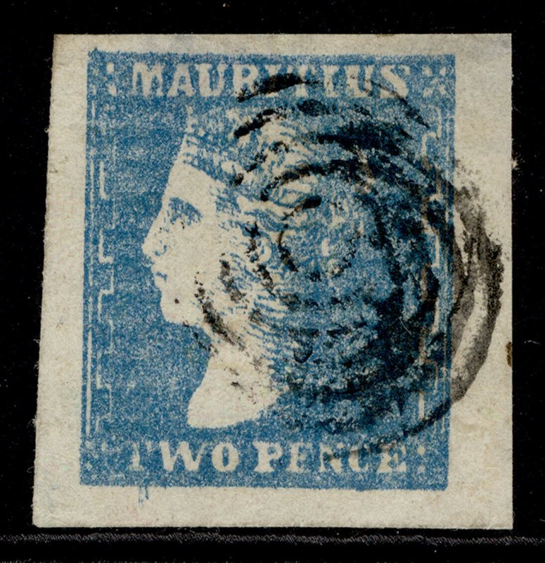 MAURITIUS QV SG44, 2d pale blue, FINE USED. Cat £850.