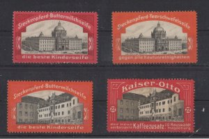 German Steckenpferd &Kaiser Otto Soap Advert Stamps - Berlin & Meiningen Palaces