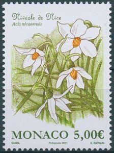 Monaco Flowers Stamps 2021 MNH French Snowflake Snowflakes Plants Nature 1v Set