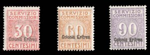 Italian Colonies, Eritrea #Sass. 1-3 Cat€250, 1916 Officials, set of three,...