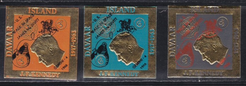 Davar Island, John F. Kennedy Overprinted for the U.S. Space Walk, NH Set