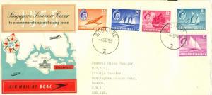 SINGAPORE - MALAYA: 1955 BOAC Souvenir Cover to UK; Sailing Ships, Map